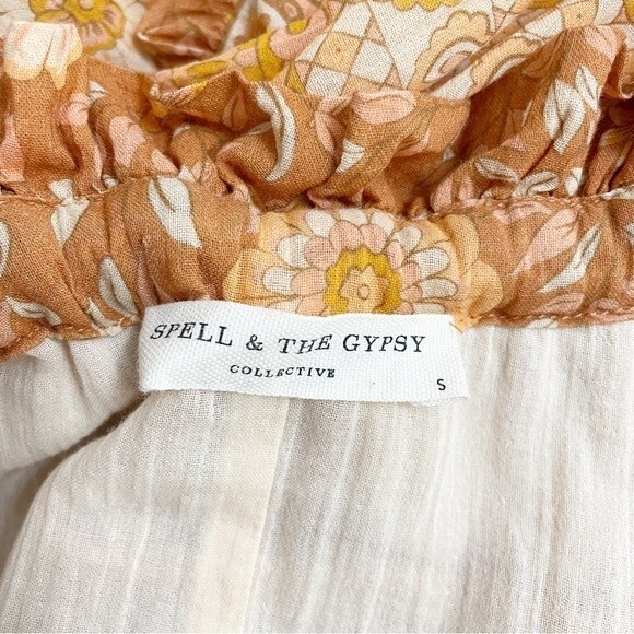 Spell & The Gypsy Utopia Strappy Maxi Sundress Tan Rust Batik Print Size Small - Picture 11 of 14